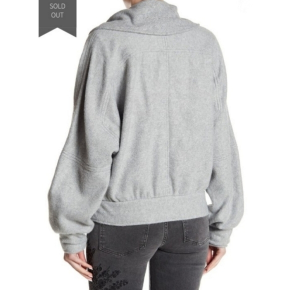 Free People Passage Jacket Soft Fleece Shawl Collar Slouchy Grey Size Small NWT - Picture 3 of 14